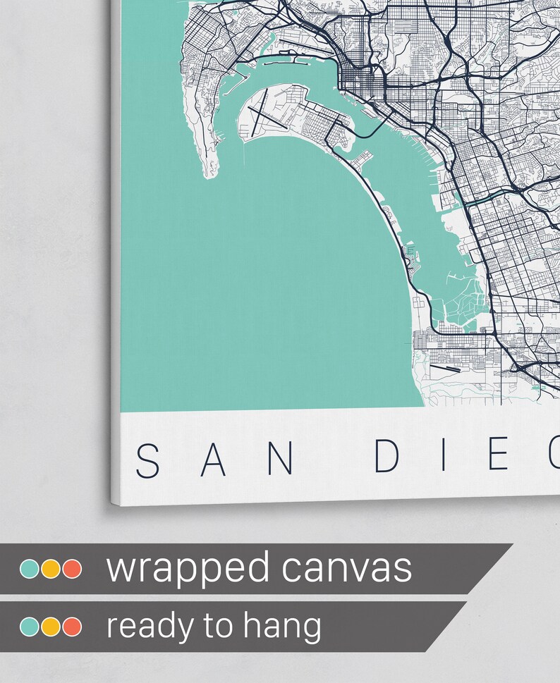 San Diego Map Art Print Map of San Diego California City - Etsy