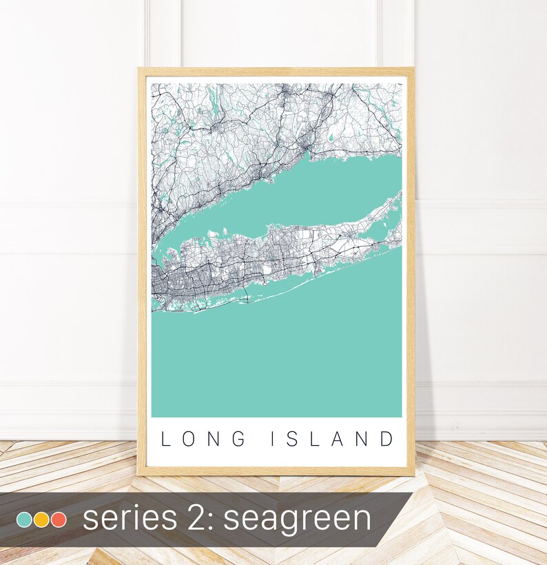 Long Island Map Art City Art Map of Long Island New York Etsy