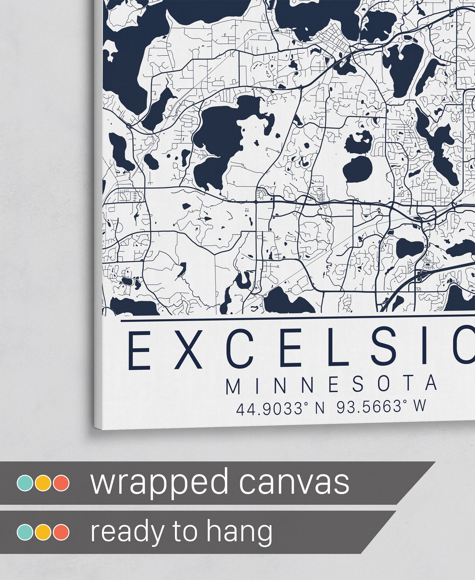 Excelsior Minnesota City Art Wall Map Framed Unframed or Etsy