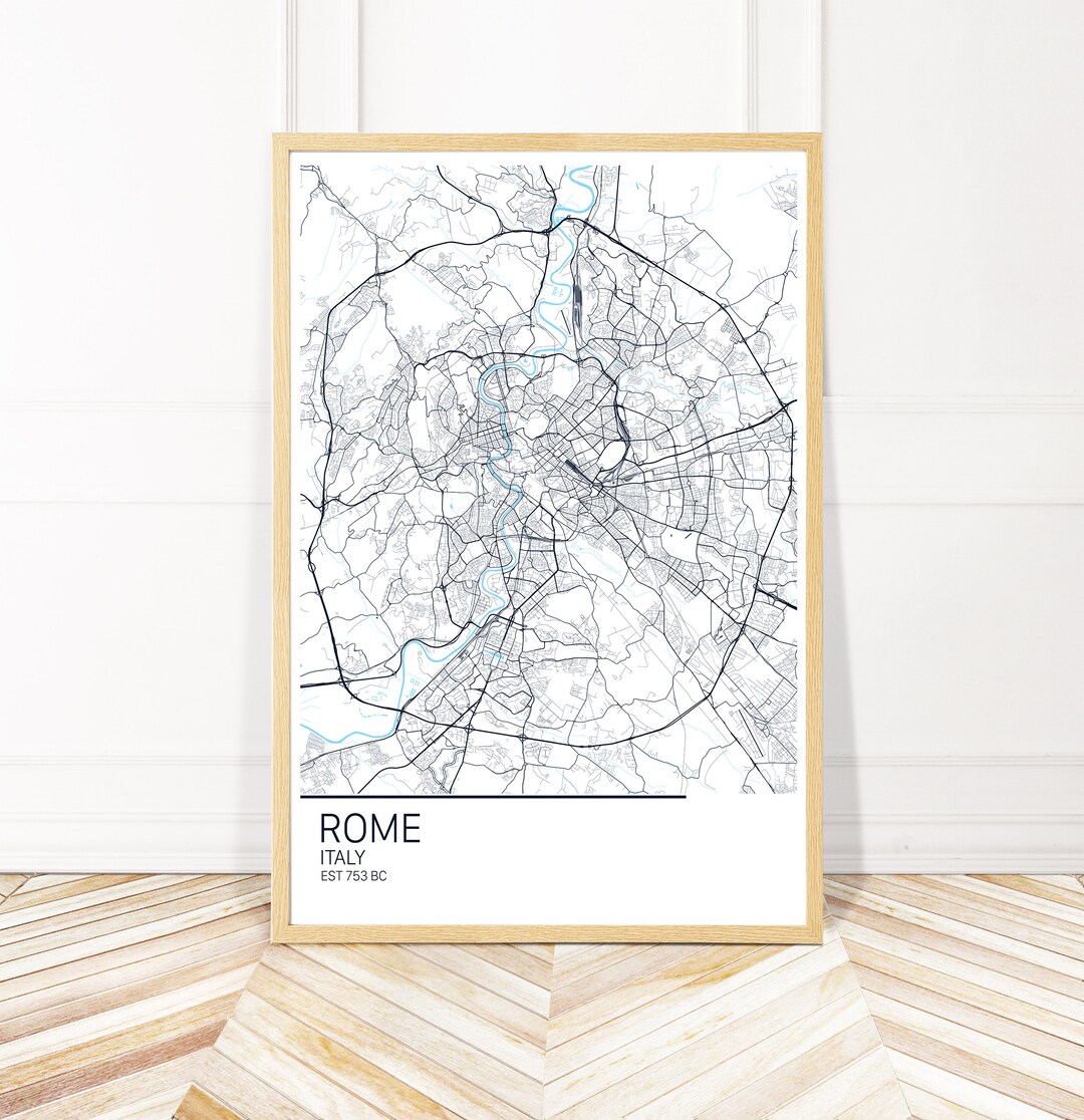 Rome Map Art Print - Map of Rome Italy - City Art - Framed Unframed or ...