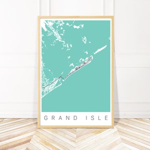 Grand Isle Map Art Print - Carte de Grand Isle, Louisiane - Art de la ville - Encadré sans cadre ou sur toile - Wayfinder Creative