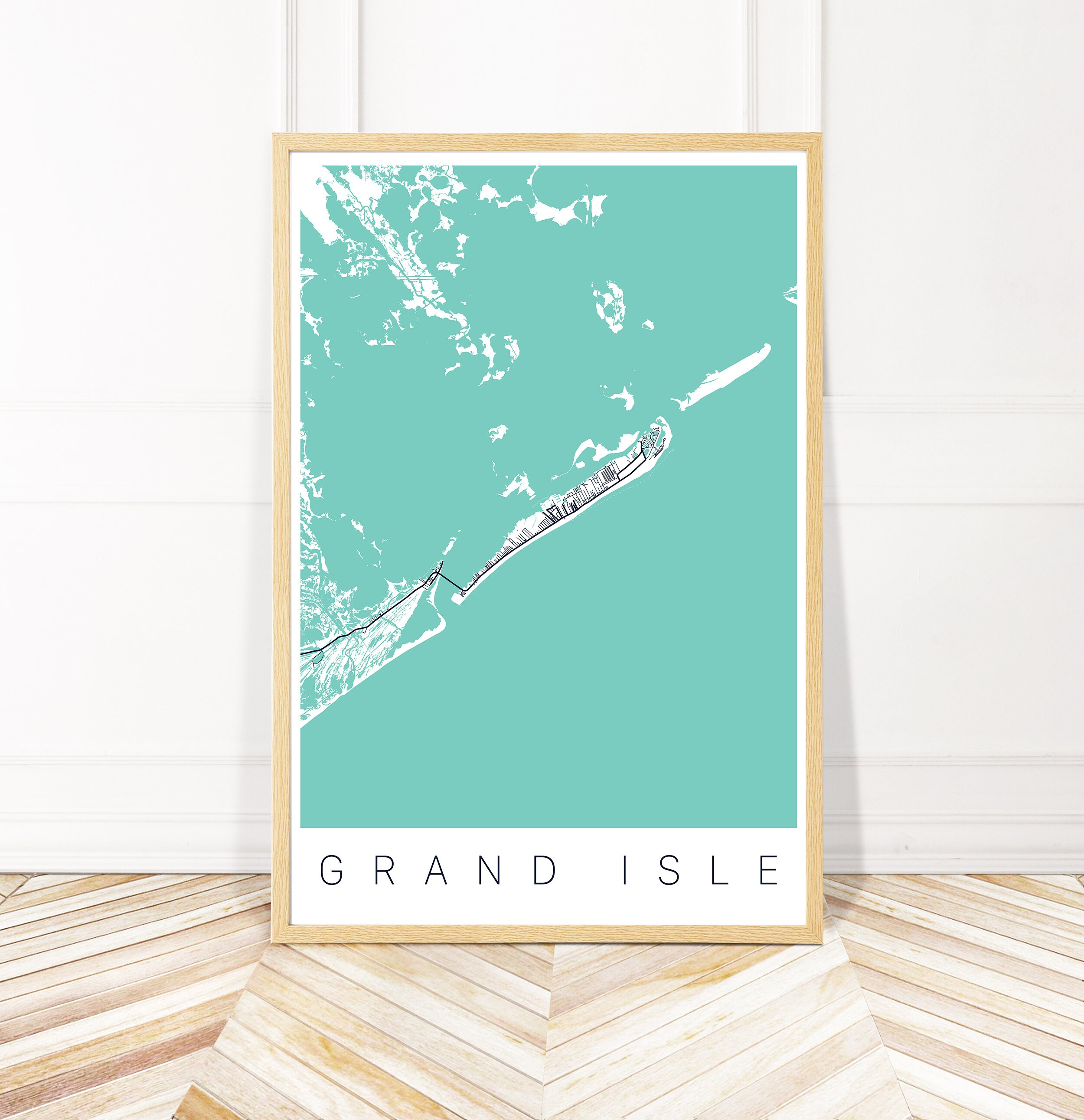 Grand Isle Map Art Print Map of Grand Isle Louisiana City Etsy