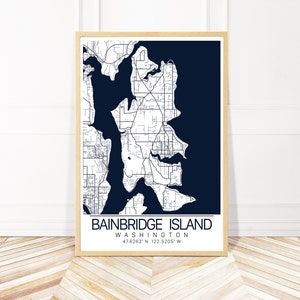 Bainbridge Island Map Art Print - Map of Bainbridge Island Washington - Framed, Canvas or Print  - Wayfinder Creative