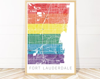 Fort Lauderdale Rainbow Map Art - Pride Art - LGBTQ