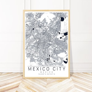 Carte de la ville de Mexico encadrée, toile ou impression - carte de la ville de Mexico, Mexique - Mexico D.F. Décoration murale plan de la ville par Wayfinder Creative