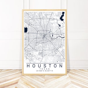 Houston City Map Print - Map of Houston Texas - City Art - Print, Canvas or Framed - Wayfinder Creative