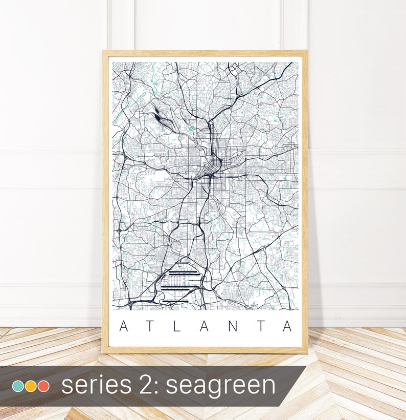 Atlanta Map City Art Map of Atlanta Georgia Map Art - Etsy
