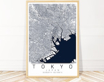 Tokyo Map Art Framed, Canvas or Print - Map of Tokyo Japan - Travel Inspired City Map Wall Art by Wayfinder Creative