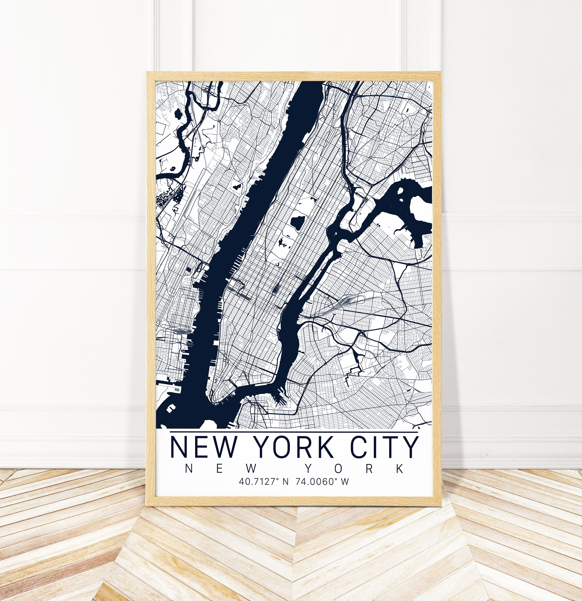 Framed New York City Map Dyptich, Wall Art