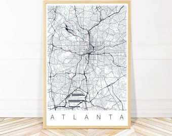 Atlanta Map Art Print - Map of Atlanta Georgia  - City Art - Framed Unframed or Canvas - Wayfinder Creative