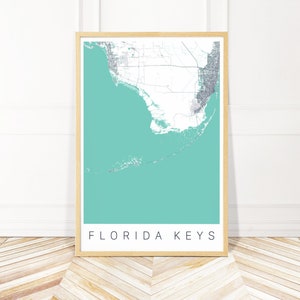 Map of the Florida Keys Framed Canvas or Print - Florida Keys Map Art - City Map Wall Art by Wayfinder Creative