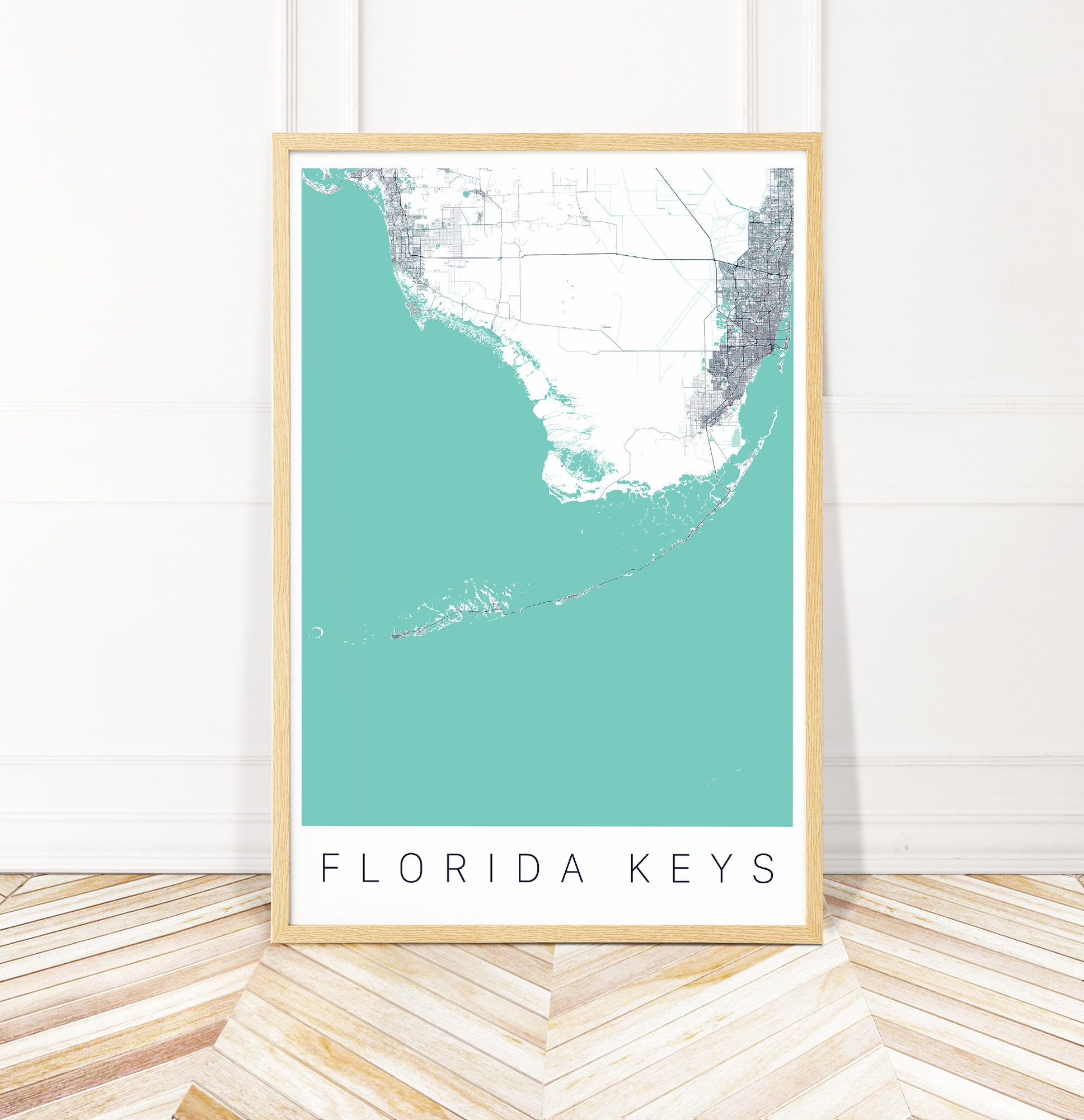 Florida Keys Art Map of the Florida Keys Map Art Wall Etsy