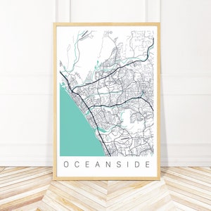 Oceanside Map Art Canvas Framed or Print - Map of Oceanside California - City Map Wall Art by Wayfinder Creative