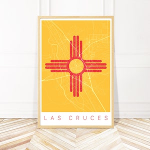 Las Cruces New Mexico Map Art Framed, Canvas or Print - New Mexico Flag Art - City Map Wall Art by Wayfinder Creative