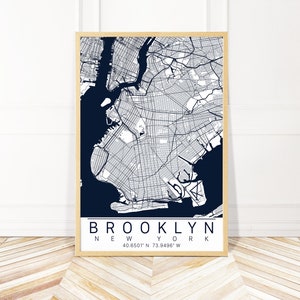 Brooklyn Map Art Print - Map of Brooklyn New York  - City Art - Framed Unframed or Canvas - Wayfinder Creative