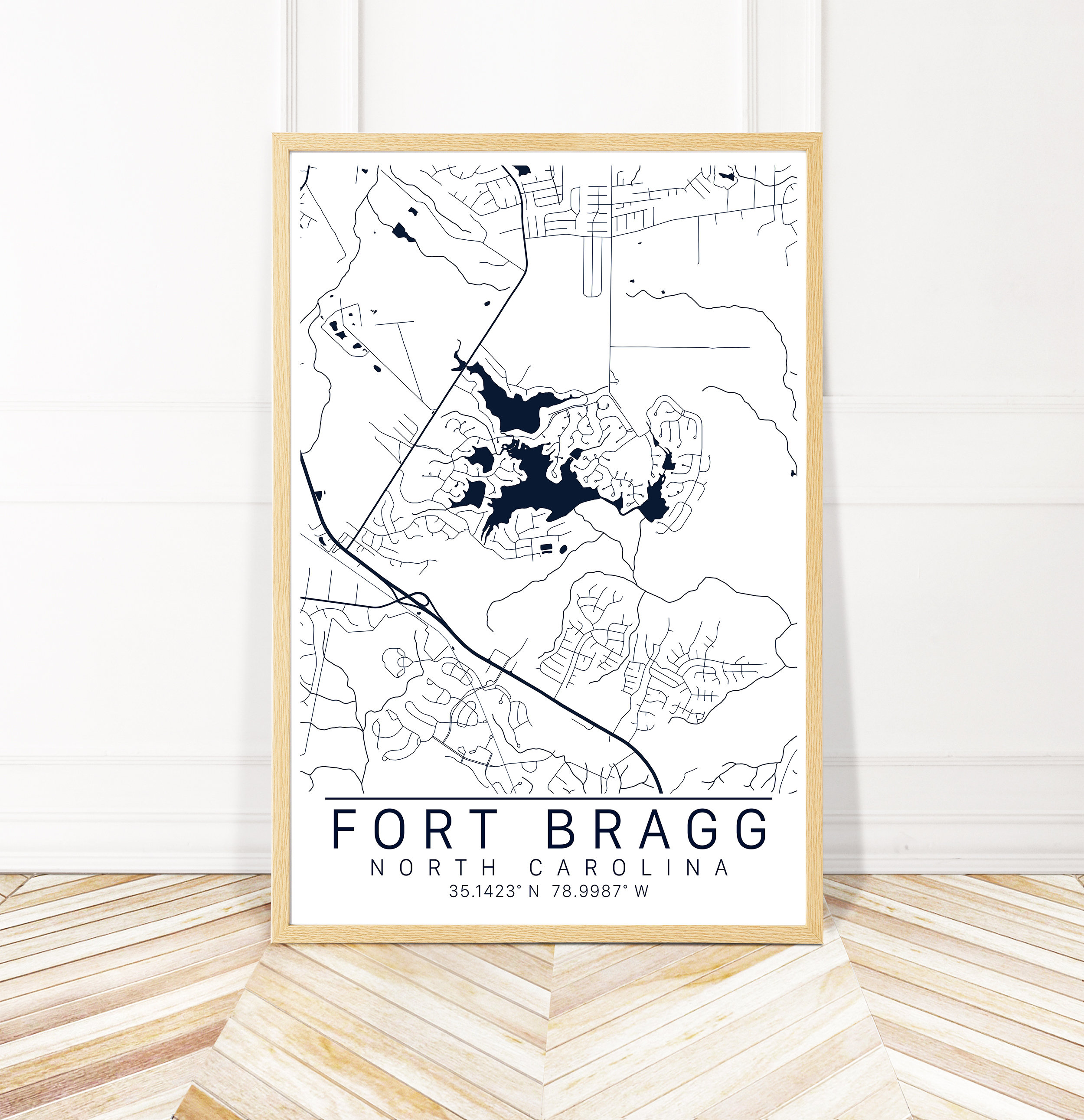 Fort Bragg Map Art City Art Map of Fort Bragg North | Etsy