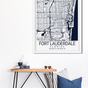 Fort Lauderdale Map Art Framed, Canvas or Print Map of Ft Lauderdale City Map Wall Art by Wayfinder Creative image 2