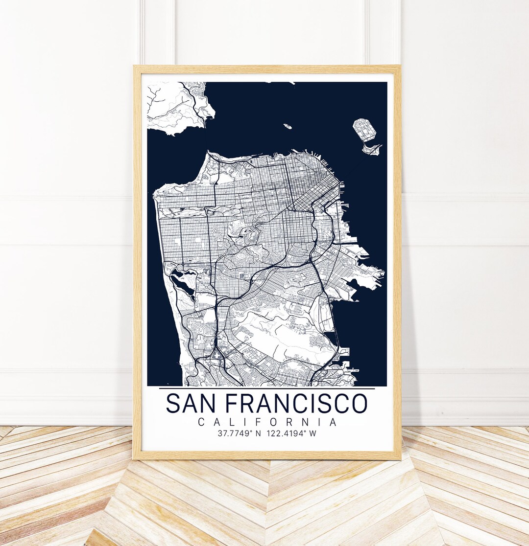 San Francisco Map Art - Framed, Canvas or Print - City Map Art by ...