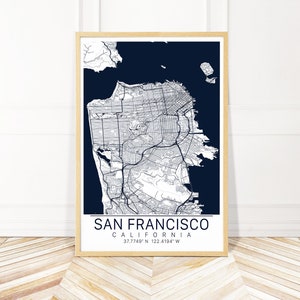 San Francisco Map Art - Framed, Canvas or Print - City Map Art by Wayfinder Creative