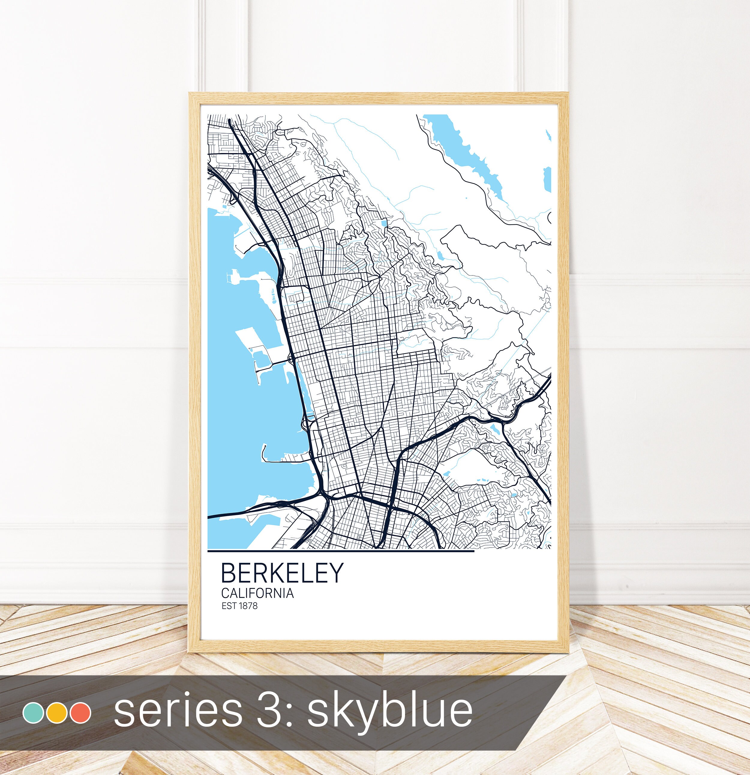 Berkeley Map Art - Berkeley City Art- Map of Berkeley California ...
