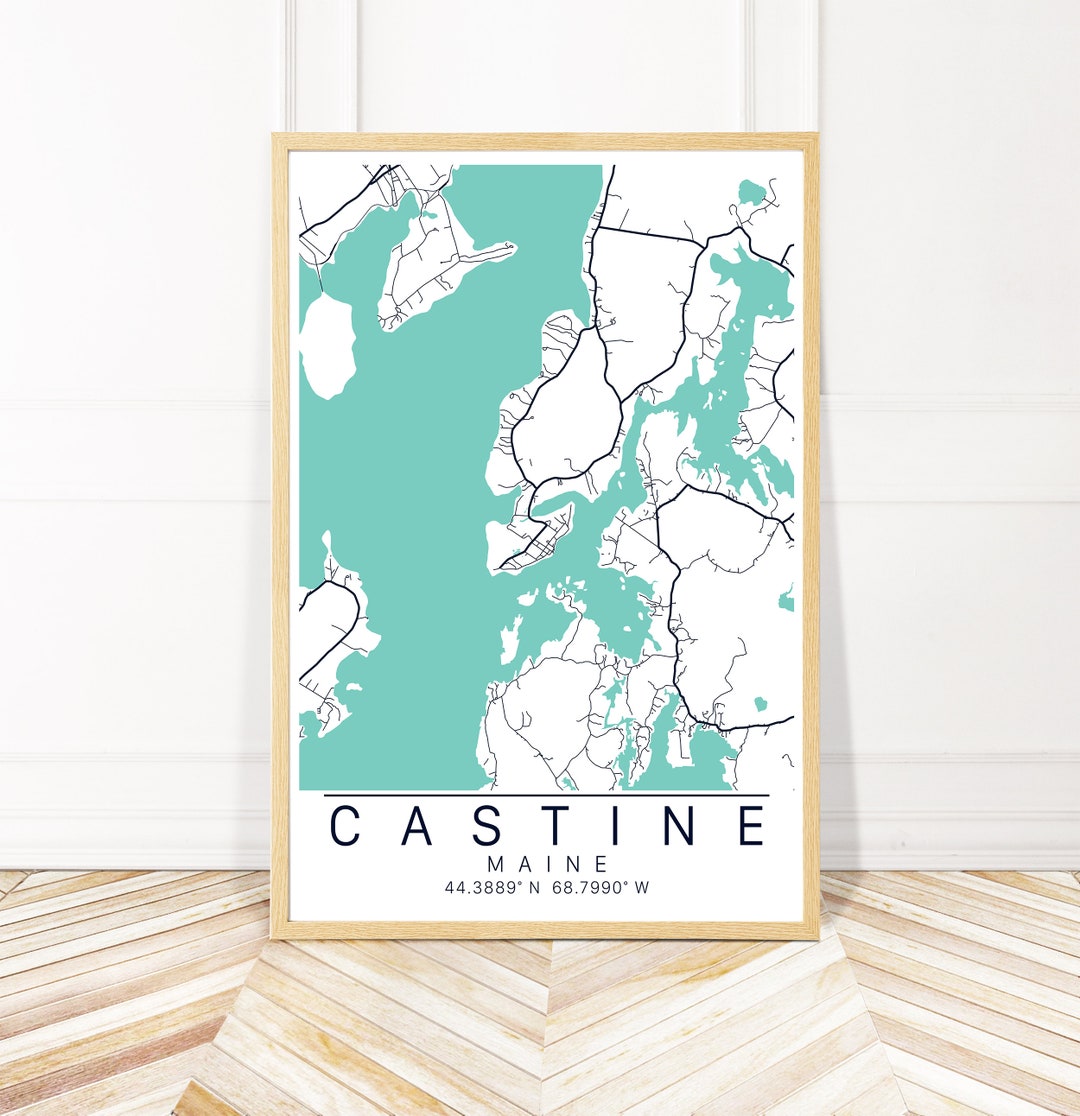 Castine Maine City Art Castine Map Art City Art Carte Etsy Canada