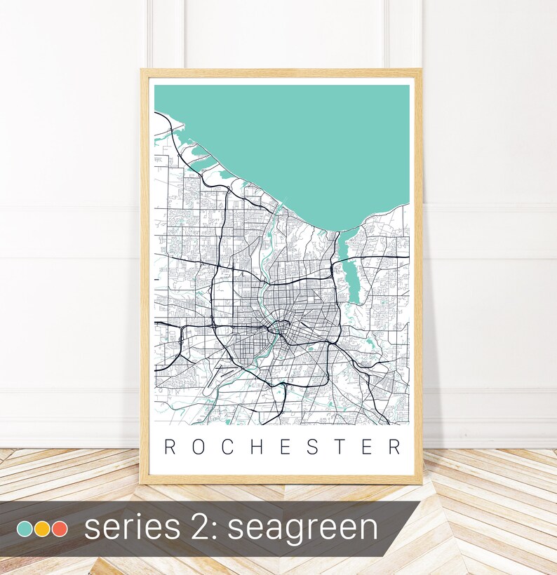Rochester NY Map Art Rochester Map Print City Art Framed Etsy