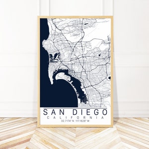 San Diego Map Art Print - Map of San Diego California - City Art - Framed Unframed or Canvas - Wayfinder Creative