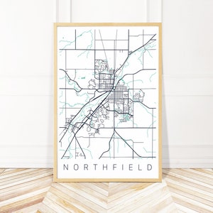 Northfield Map Art Canvas Framed or Print - Map of Northfield Minnesota - City Map Wall Art by Wayfinder Creative