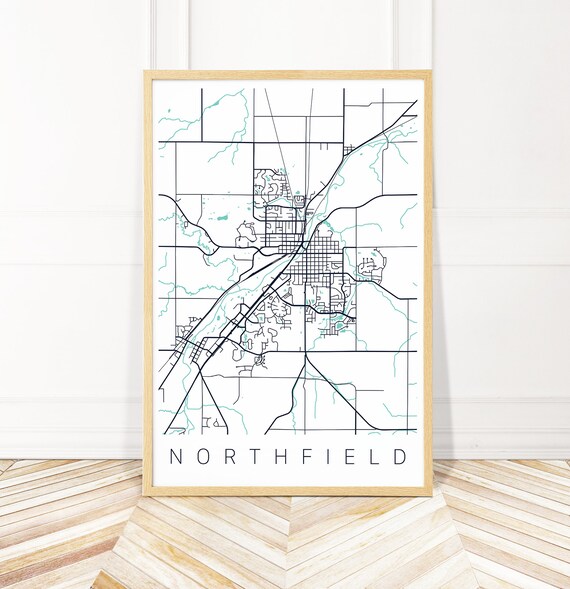 Northfield Map Art Canvas Framed Or Print Map Of Northfield Etsy Ireland
