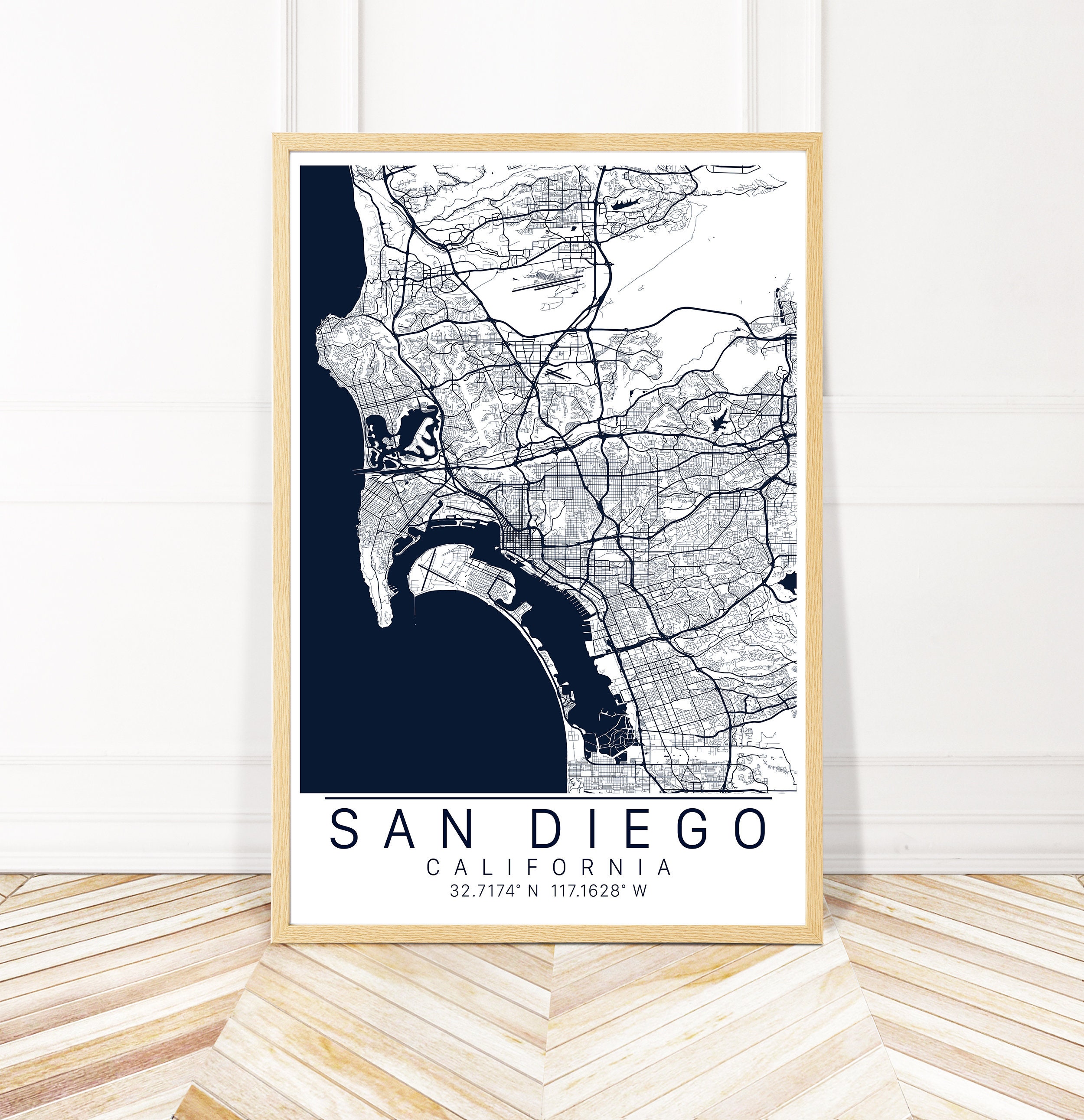 San Diego Map Art Framed Canvas or Print Map of San Diego - Etsy Israel