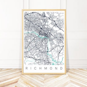 Richmond Virginia Map Art Framed, Canvas or Print - Richmond VA Art -  City Map Wall Art by Wayfinder Creative