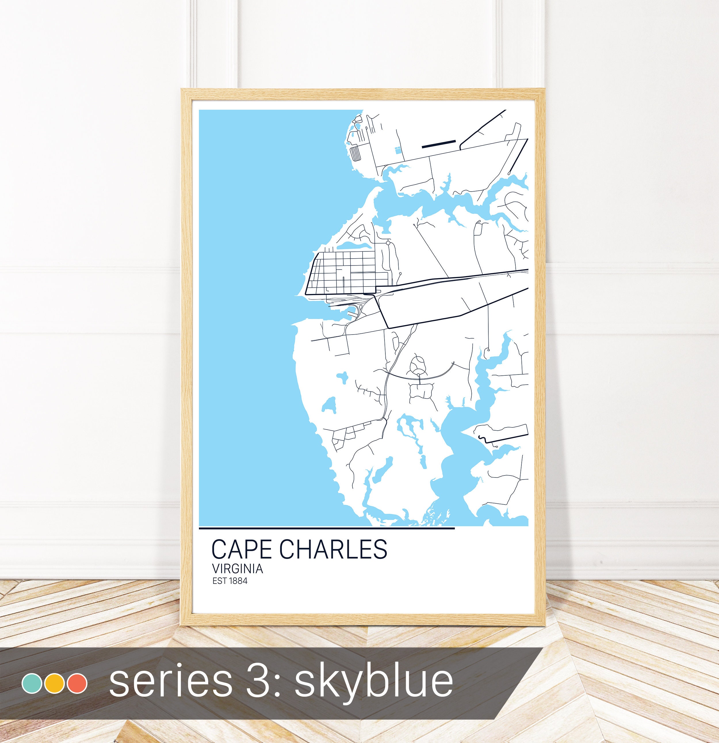 Cape Charles Map Art from Etsy