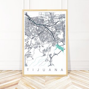 Tijuana Map Art Canvas Framed or Print -Map of Tijuana Mexico - City Map Wall Art by Wayfidner Creative