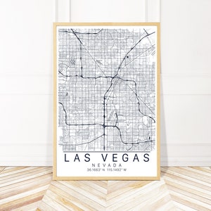 Las Vegas Map Art Toile encadrée ou impression - Carte de Las Vegas Nevada - City Map Wall Art par Wayfinder Creative