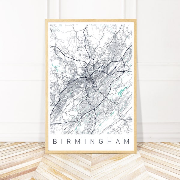 Birmingham Map Art - City Art - Map of Birmingham Alabama - Print, Canvas or Framed - Wayfinder Creative