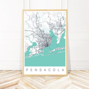 Pensacola Map Art Framed, Canvas or Print - Map of Pensacola Florida  - City Map Wall Art by Wayfinder Creative