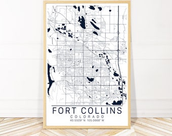 Fort Collins Map Art Print - Map of Fort Collins Colorado  - Map Art - City Print - Print, Canvas or Framed - Wayfinder Creative