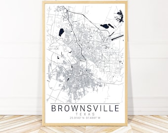 Brownsville Map Art Print - Brownsville Texas -  City Art - Map Poster - Framed, Canvas or Print - Wayfinder Creative