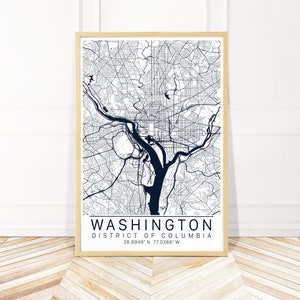 Washington DC Map Art - Carte imprimée de Washington DC - City Art - Encadré, non encadré ou toile - Wayfinder Creative
