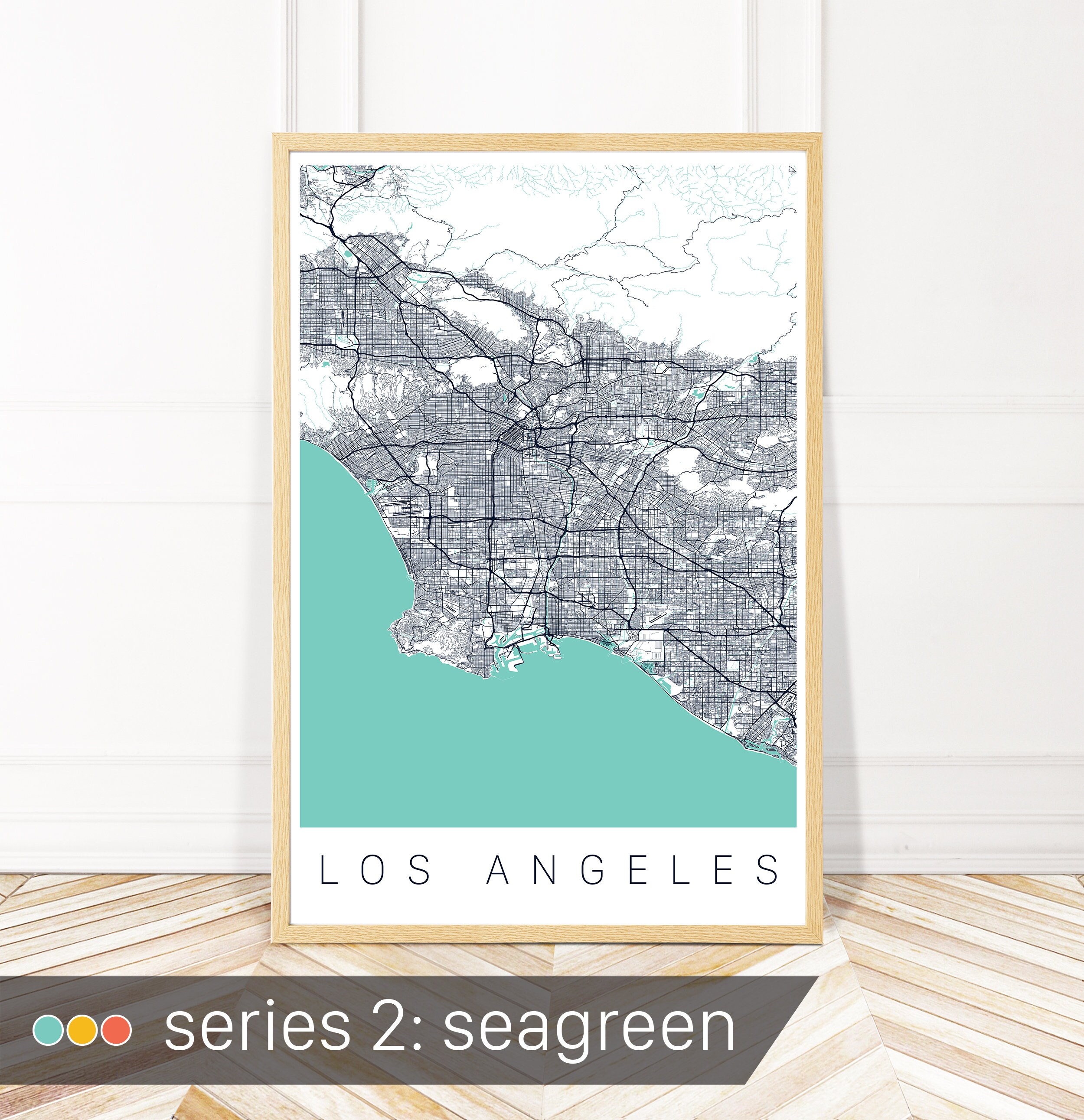 Los Angeles Map Art Print - Map of Los Angeles California - City Art ...