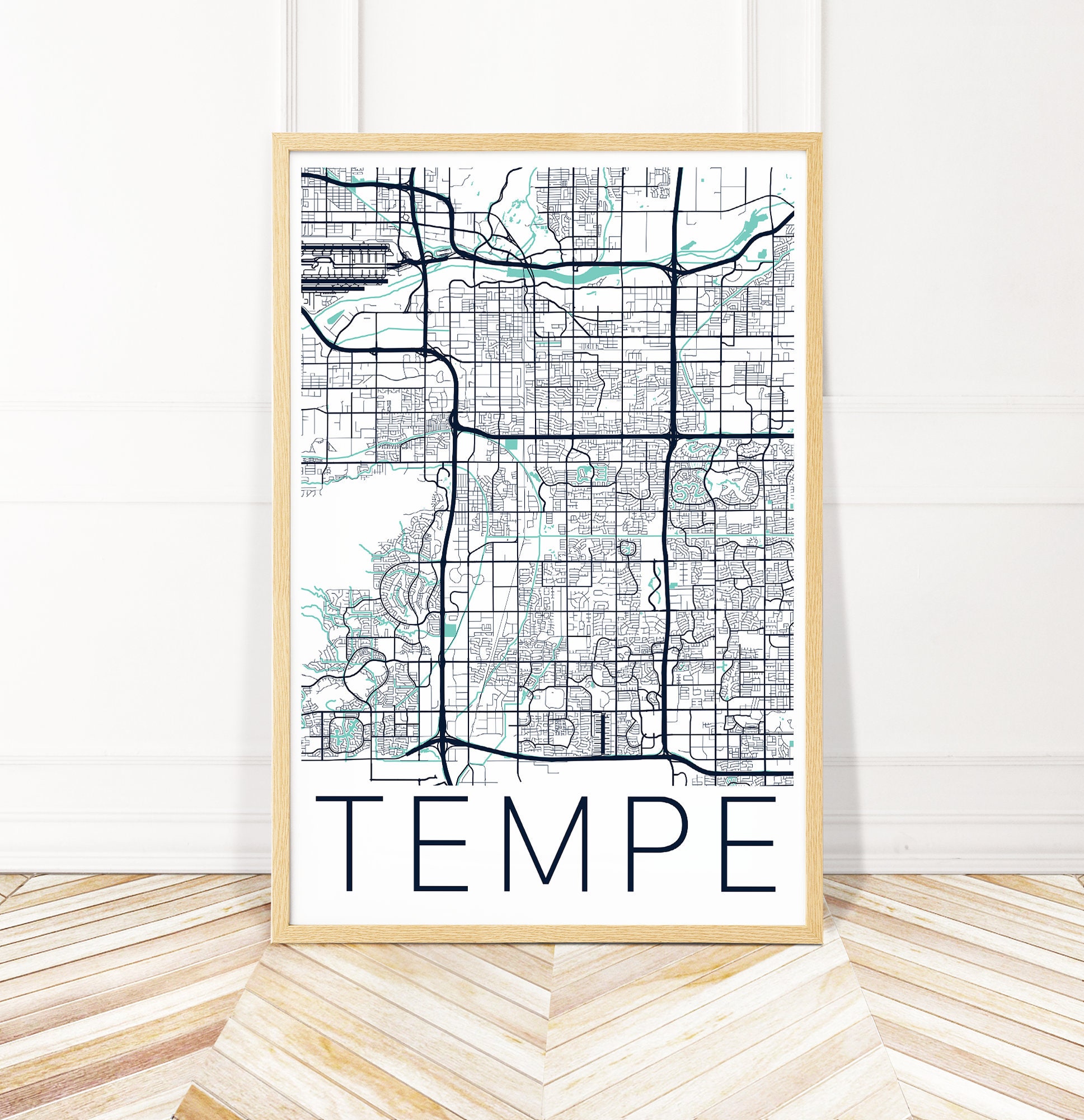 Tempe AZ Map Art Map of Tempe Arizona Map Art City Print | Etsy