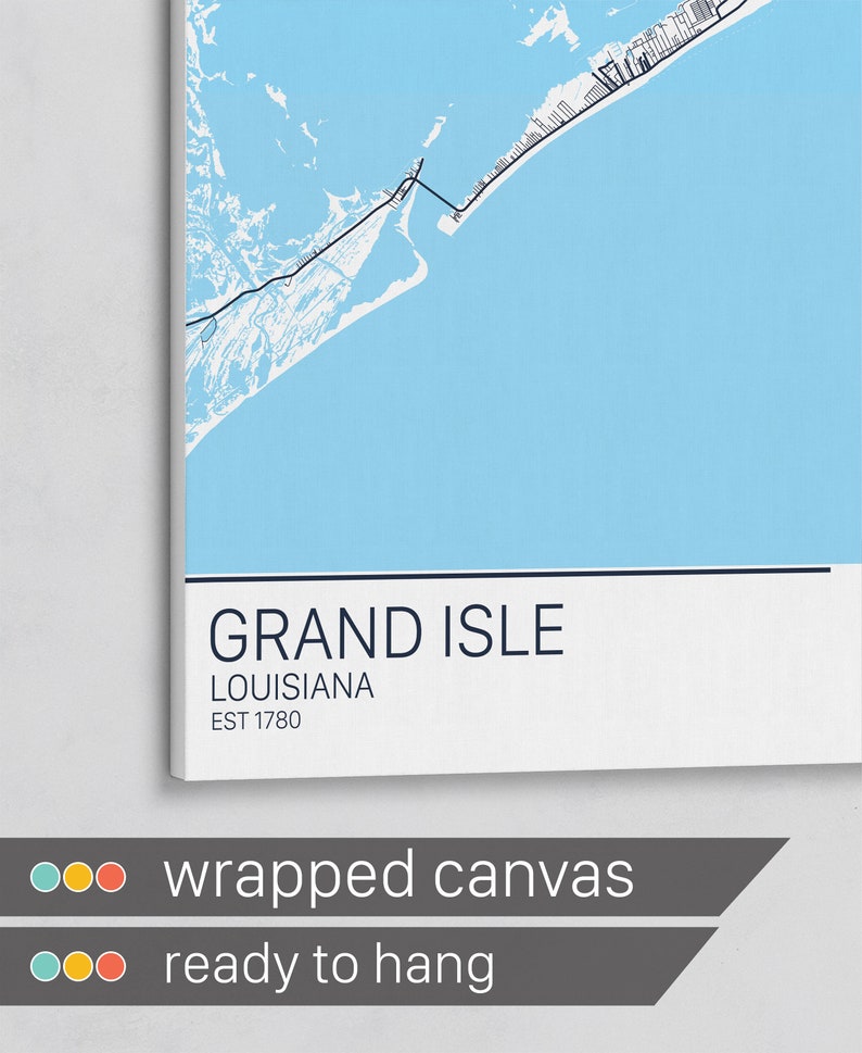 Grand Isle Map Art Print Map of Grand Isle Louisiana City Etsy