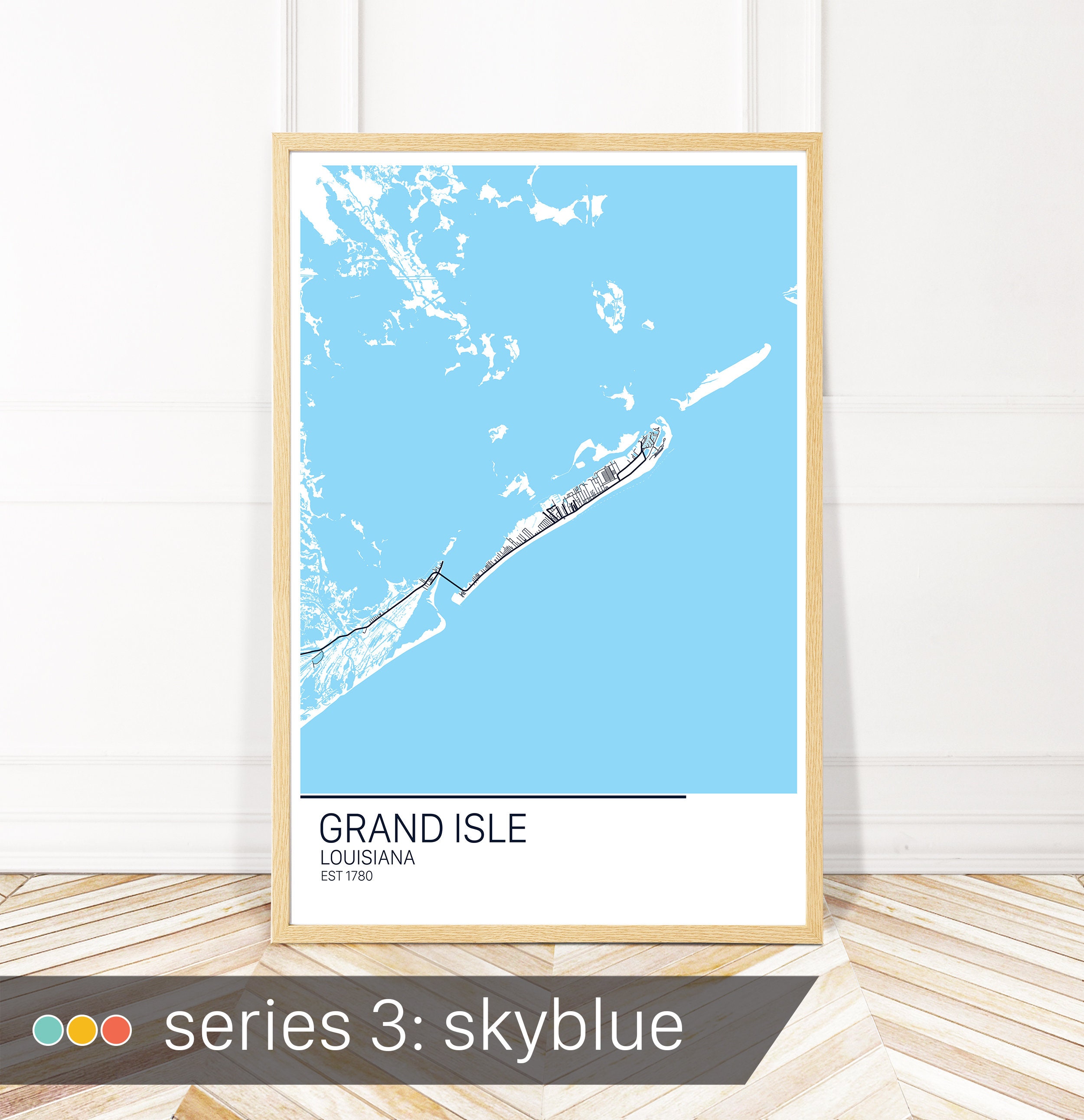 Grand Isle Map Art Print Map of Grand Isle Louisiana City Etsy