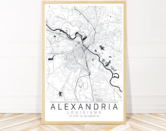 Alexandria Map Art Print - Alexandria Louisiana -  City Art - Map Poster - Framed, Stretched Canvas or Print - Wayfinder Creative