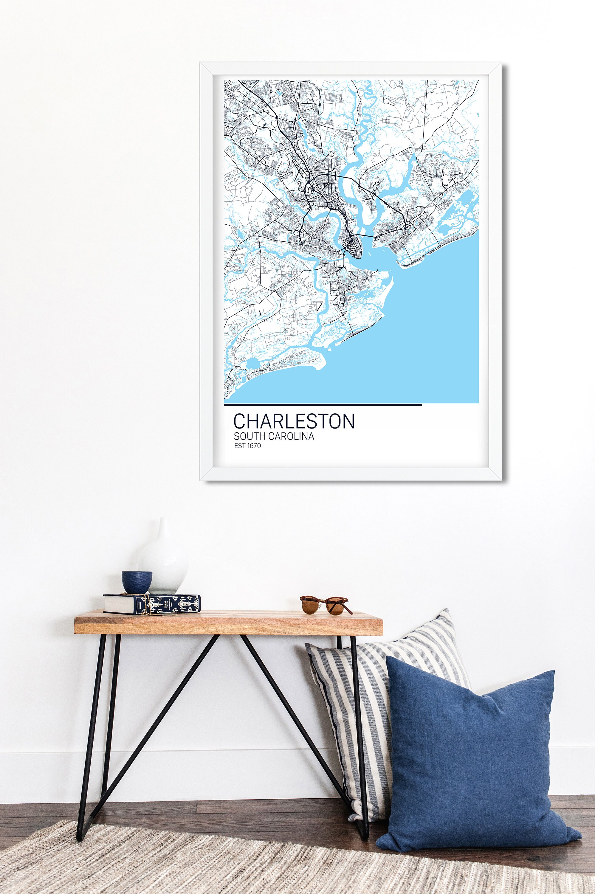 Custom City Map Art Framed Canvas or Print City Map Wall Etsy