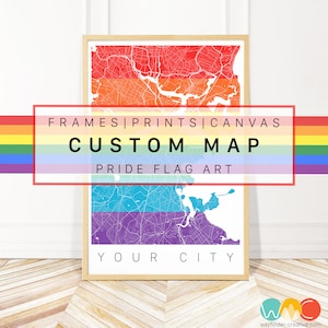 Custom Rainbow Map Art - Pride Art - LGBTQ - Queer Art