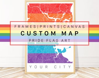Custom Rainbow Map Art - Pride Art - LGBTQ - Queer Art
