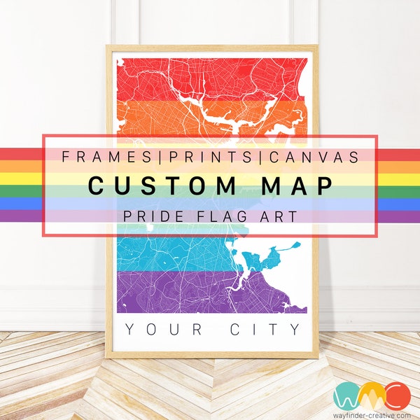 Custom Rainbow Map Art - Pride Art - LGBTQ - Queer Art