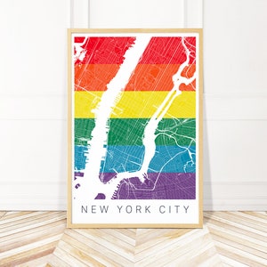 New York City Rainbow Map Art - Pride Art - LGBTQ