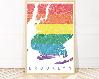 Brooklyn Rainbow Map Art - Pride Art - LGBTQ